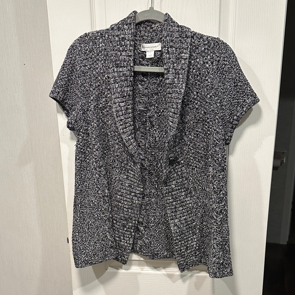 Christopher & Banks Black and White Textured Blouse